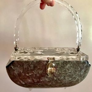 1940's Pearl/Clear Lucite Purse, GREAT CONDITION